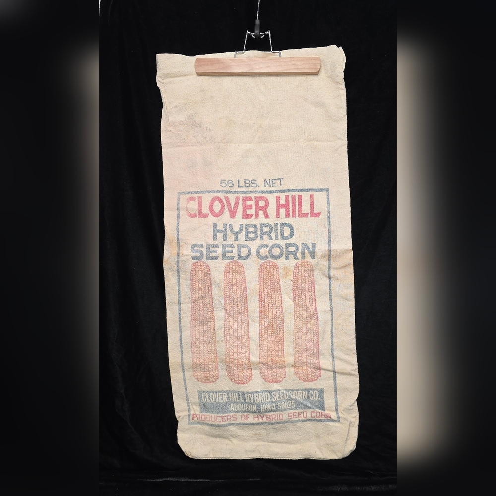 Corn Bag Sack Cloth Bag,  CLOVER HILL HYBRID SEED CORN CO., Vintage Bag 7
